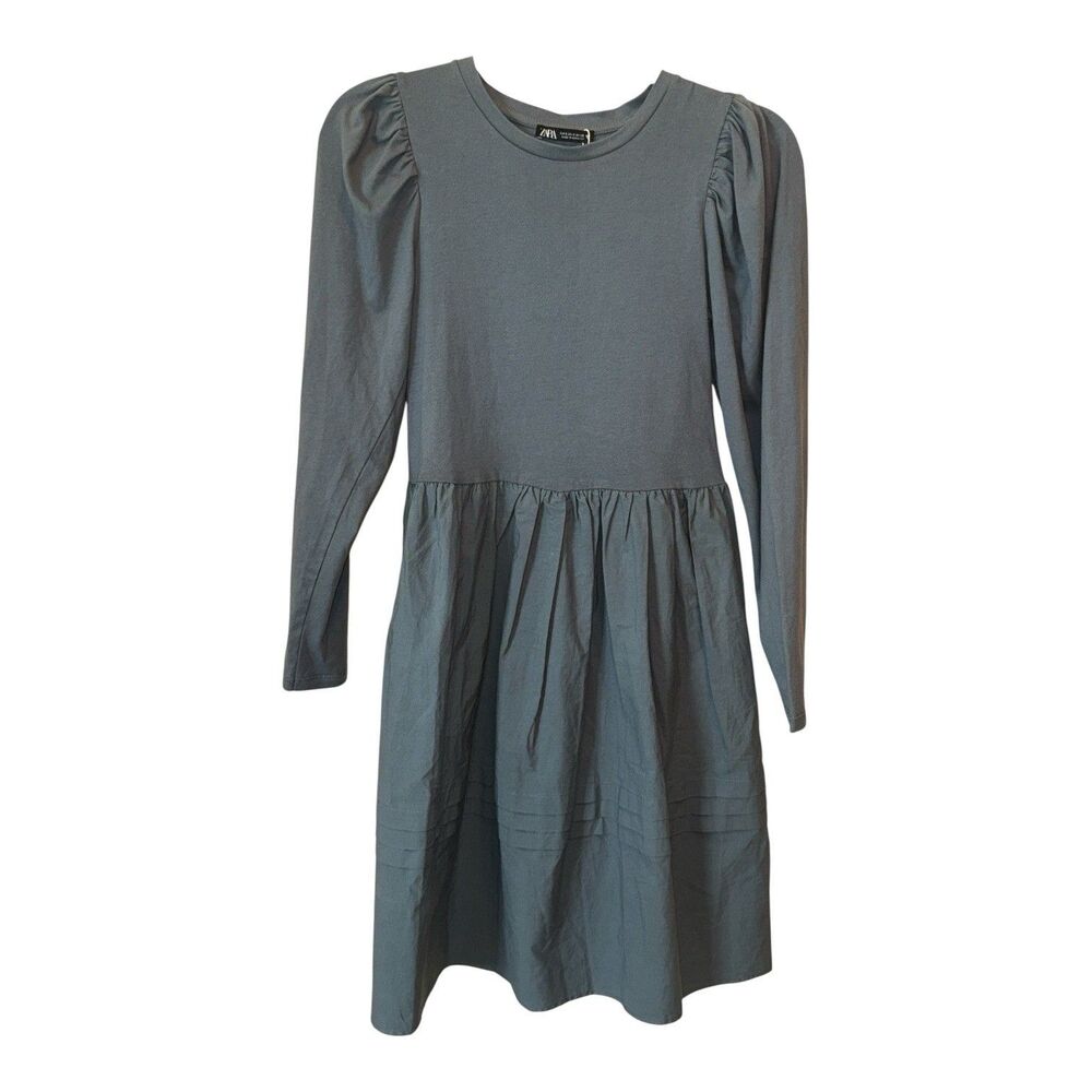 Zara NWT Blue/Gray Long Sleeve Dress Minimalist Office Preppy